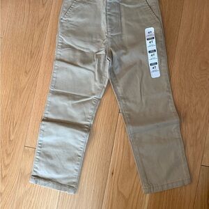 Kids flat front khaki Tan Pants size 4T new with tags elastic waist